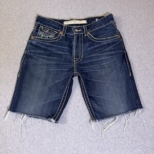 Big Star Shorts Mens 34 Cutoffs Jorts 10" Inseam Faded Dark Wash Faded Denim